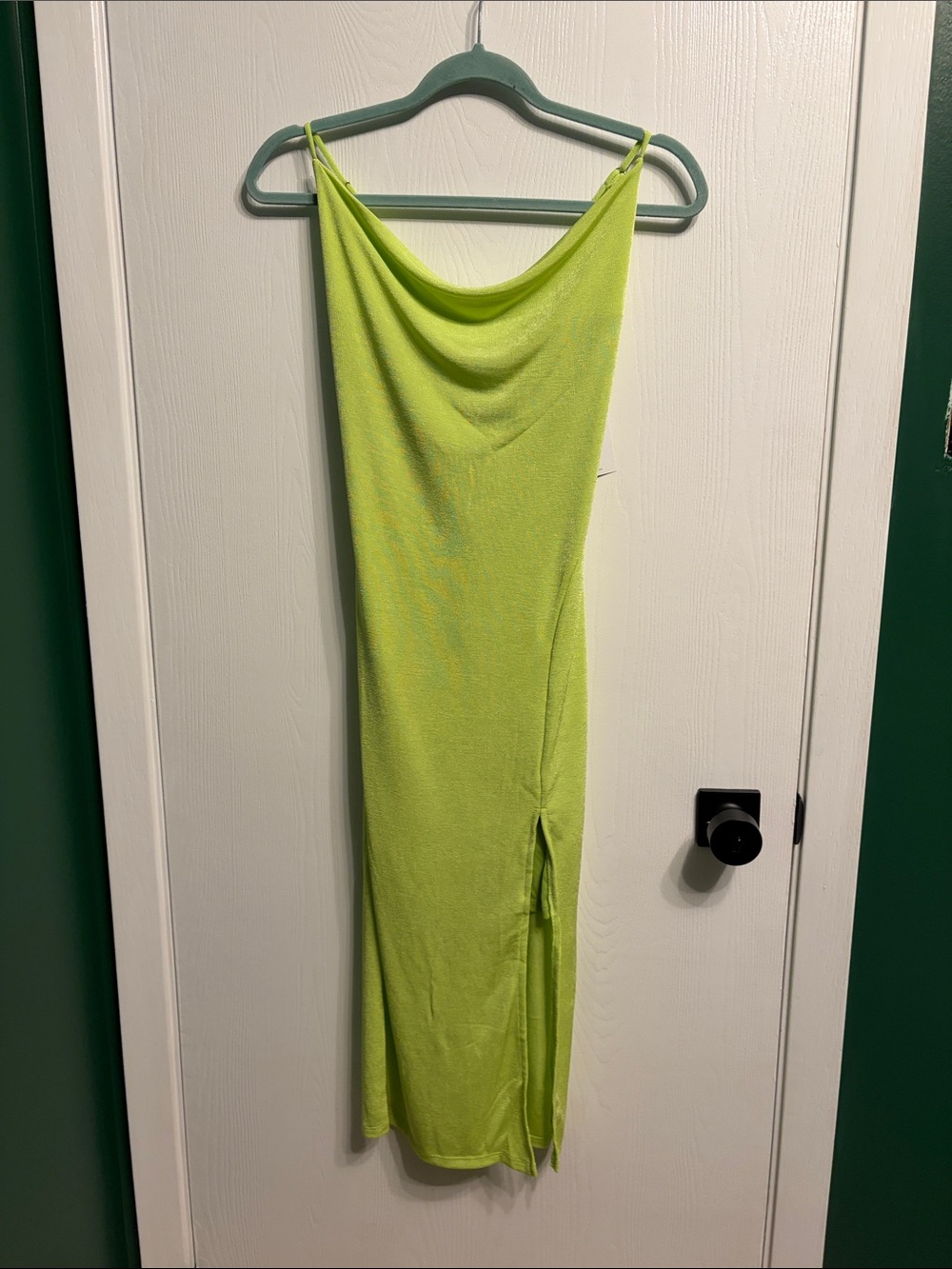 NWT Forever 21 Neon Lime Cowl Neck Slip Maxi Dress